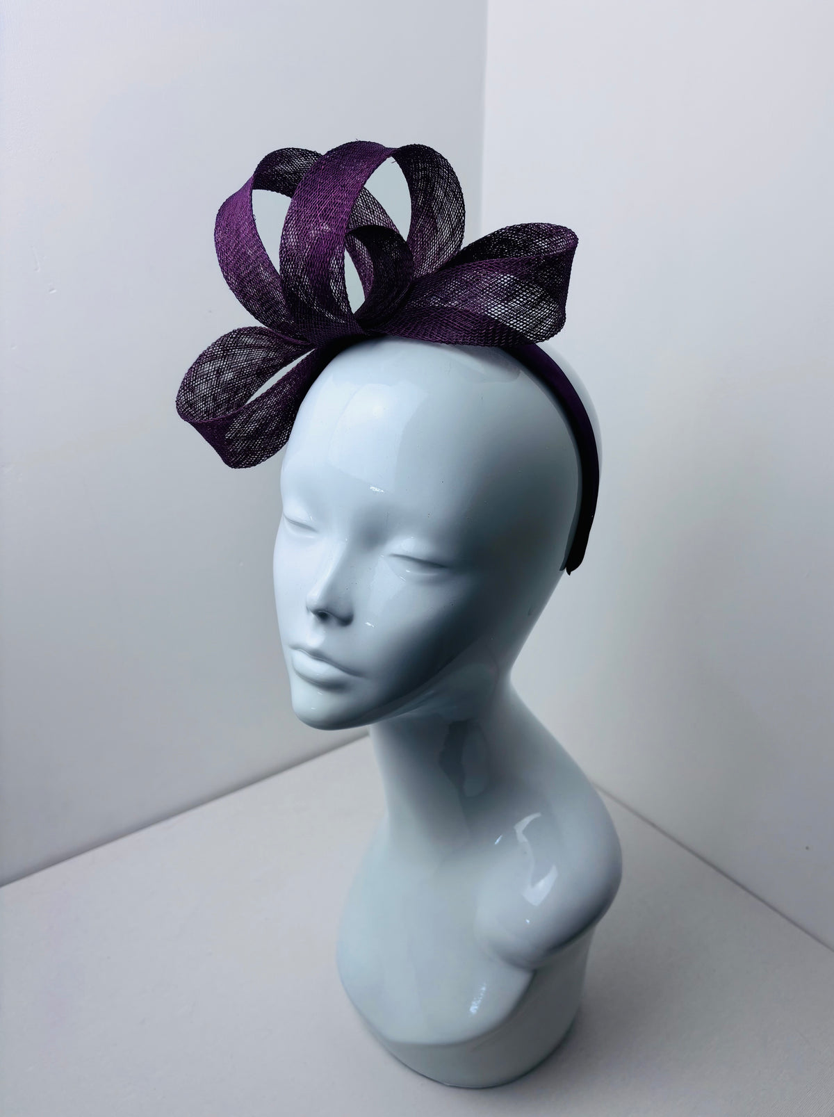 The Embleton Bespoke Plum Sinamay Fascinator