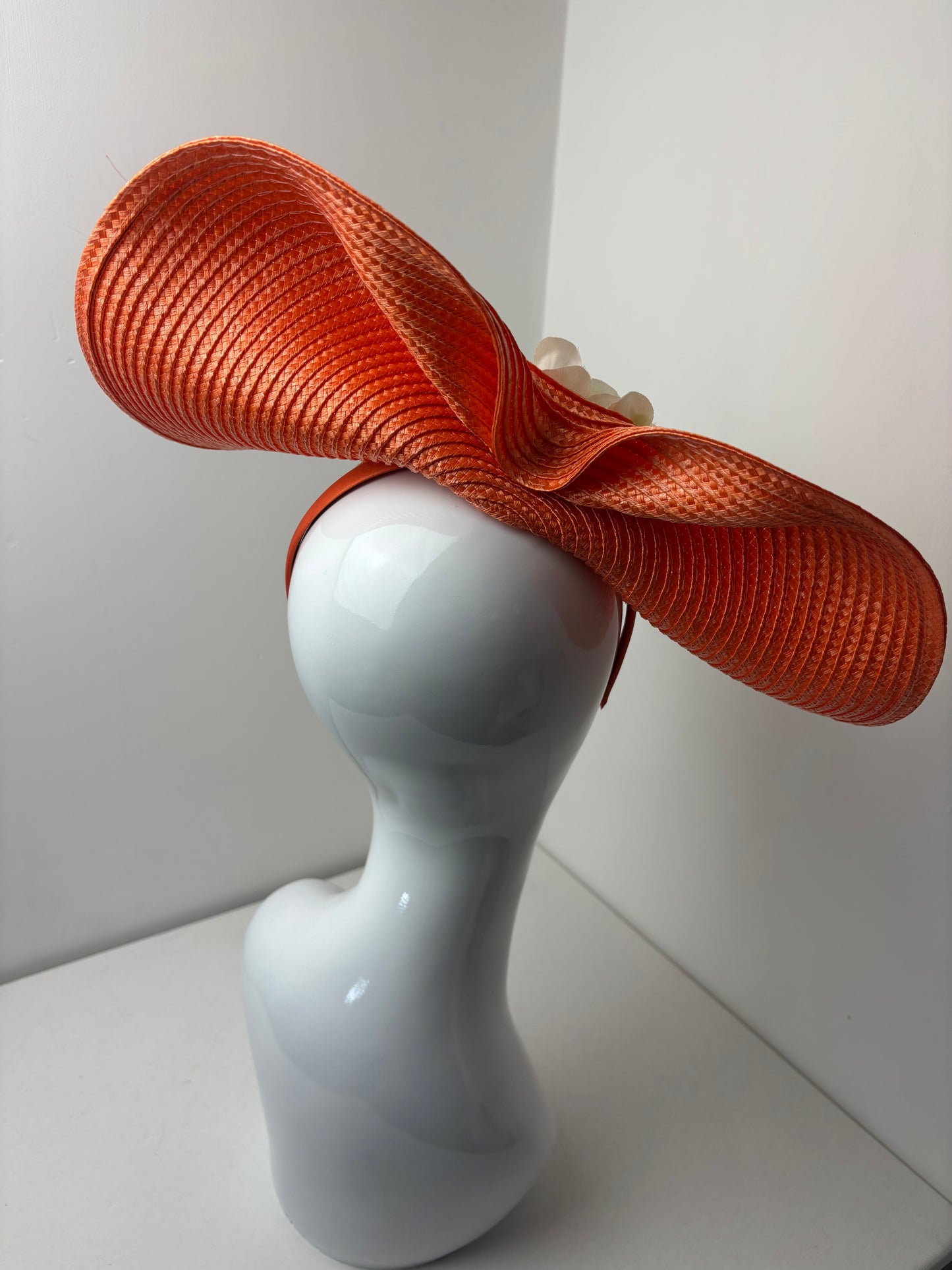 Bespoke Orange Floral Woven Fascinator