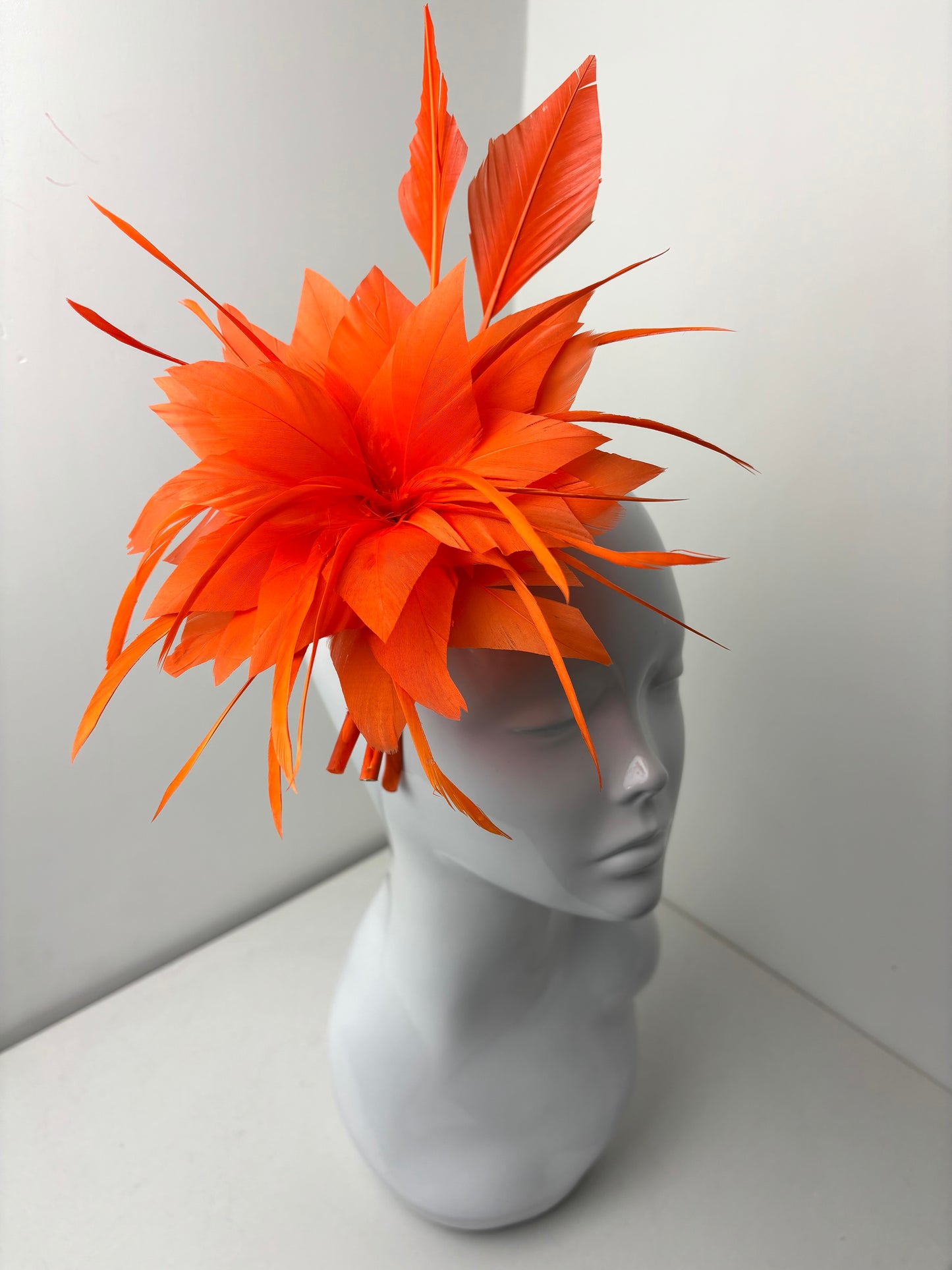 Bright Orange Feather Plume Quill Fascinator