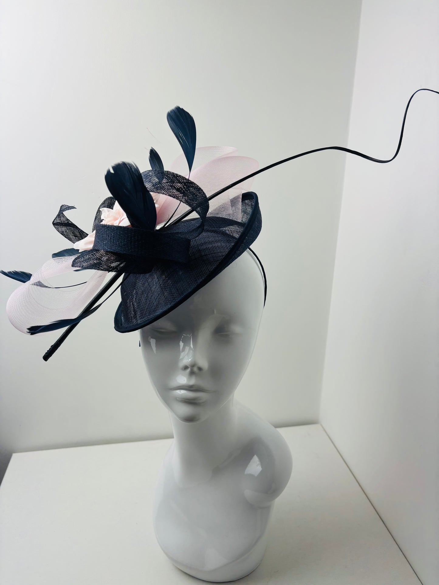 Bespoke Midnight Navy and Pink Fascinator