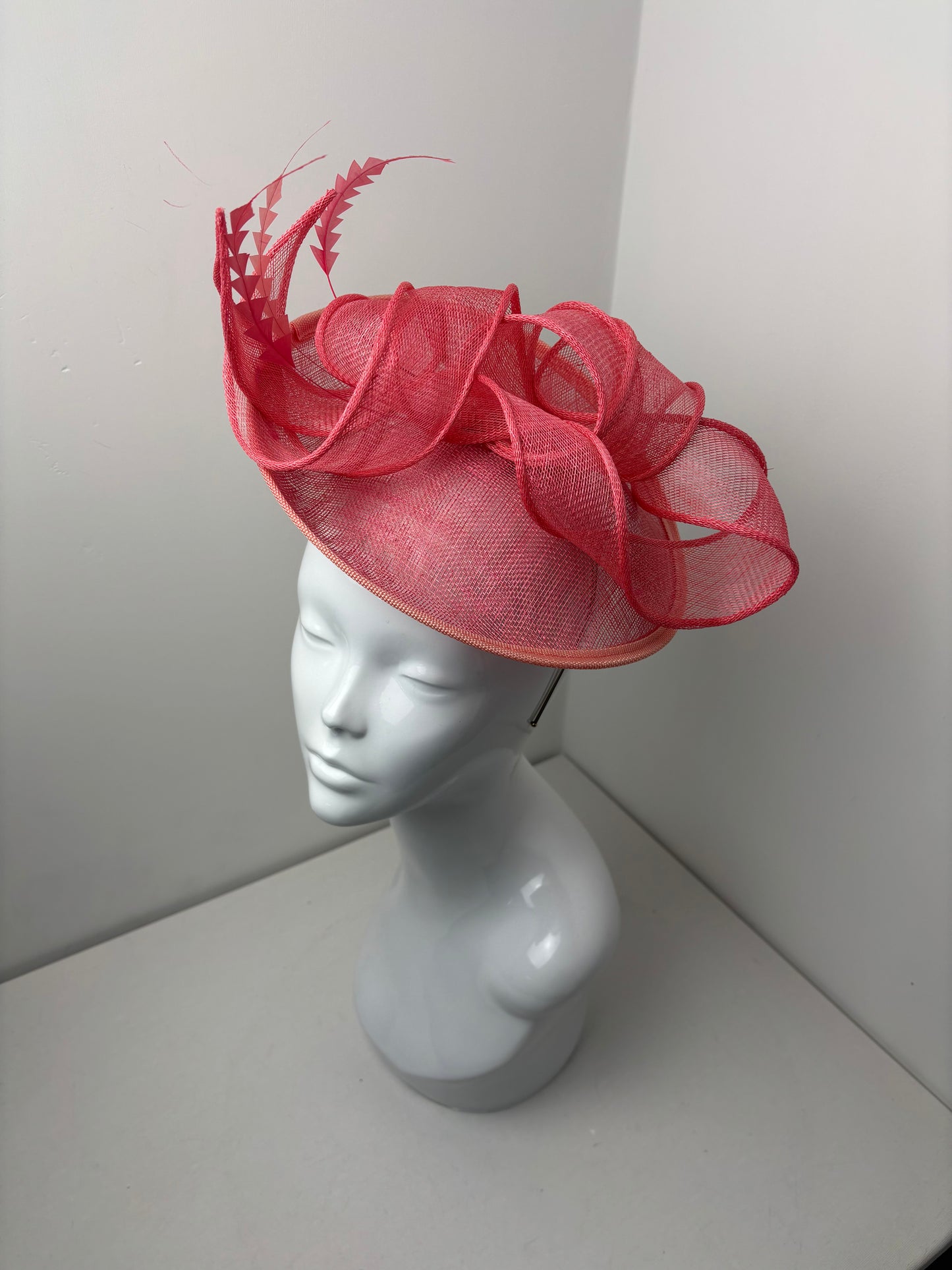 Bespoke Coral Sinamay Loop Fascinator