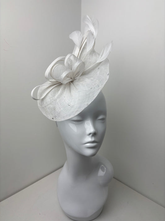 Luna White Diamante Disc Fascinator