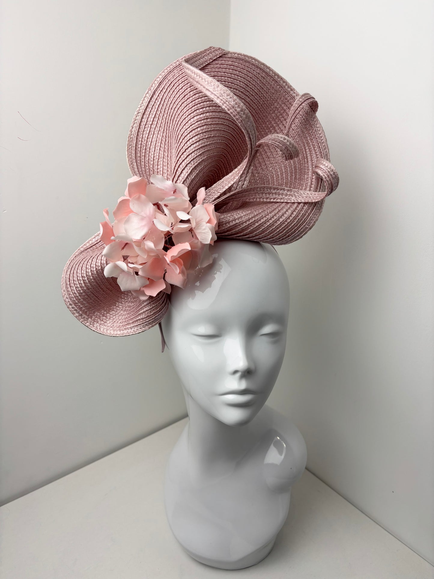 Bespoke Blush Pink Polybraid Fascinator