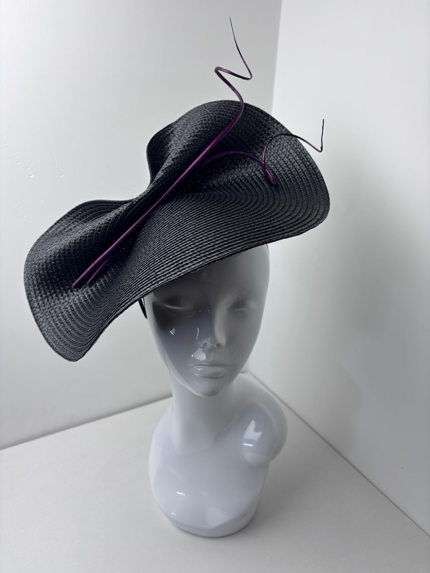 Bespoke Black & Plum Sculptural Fascinator