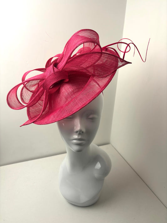 The Slayley Fuchsia Pink Sinamay Fascinator