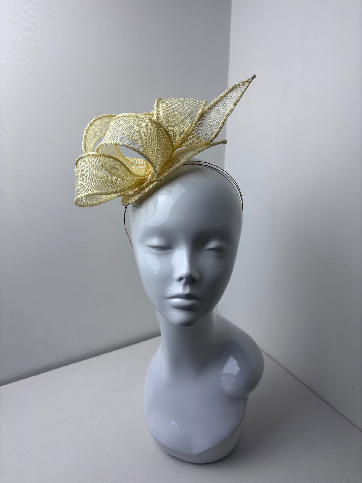 Bespoke Butter Yellow Sculptural Sinamay Fascinator