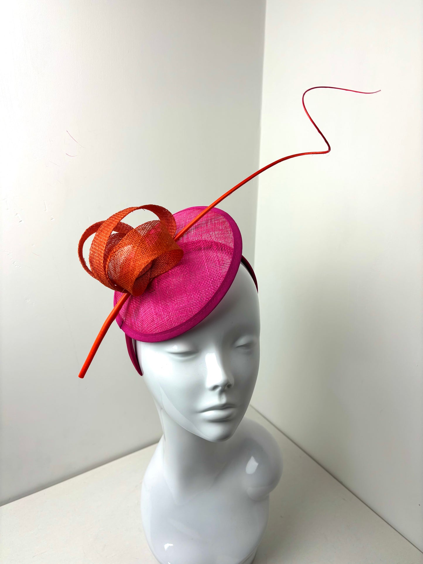Bespoke Structural Pink & Orange Fascinator