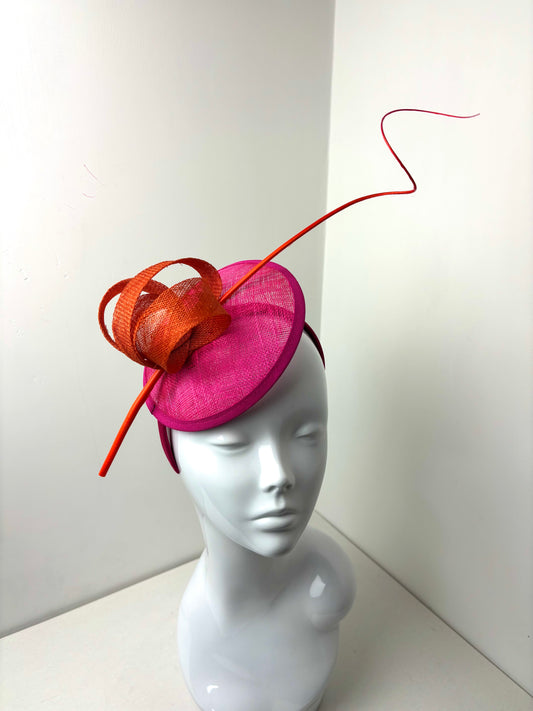 Bespoke Structural Pink & Orange Fascinator