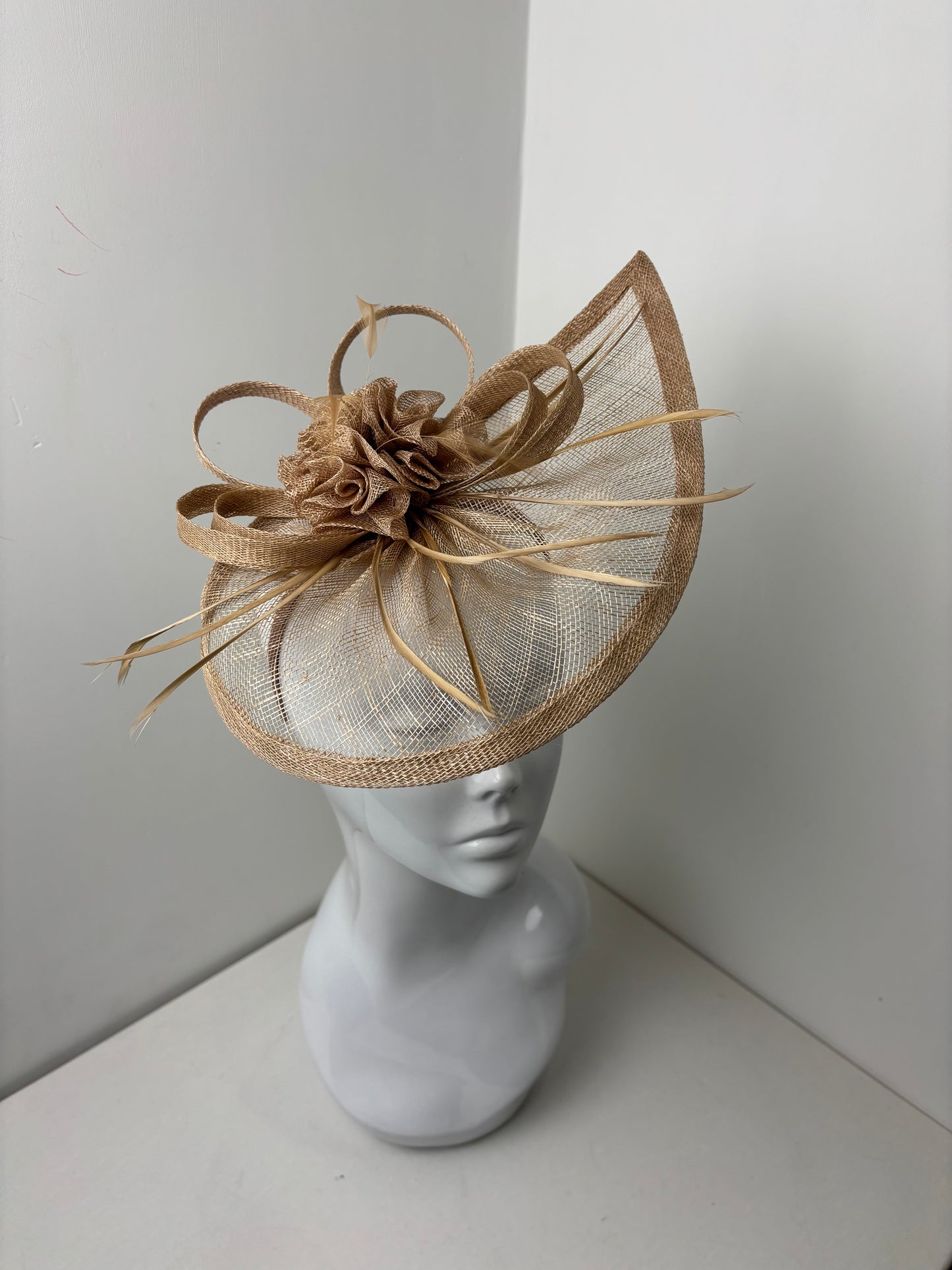 Light Mocha Sinamay Teardrop Fascinator