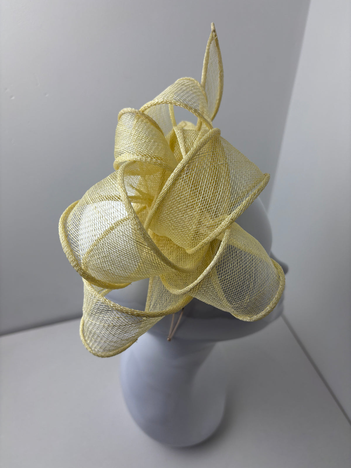 Bespoke Butter Yellow Sculptural Sinamay Fascinator