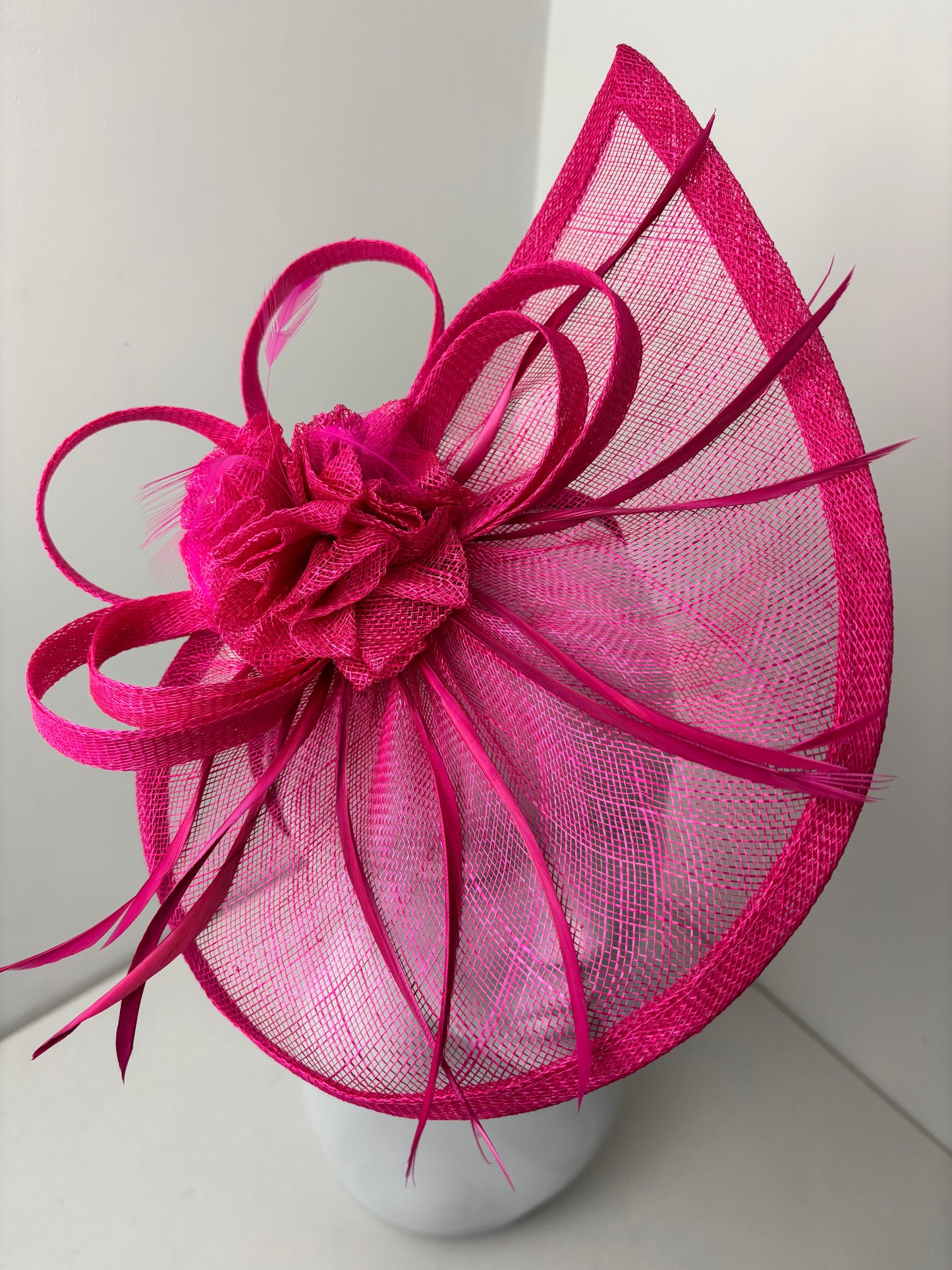 Hot Pink Sinamay Teardrop Fascinator