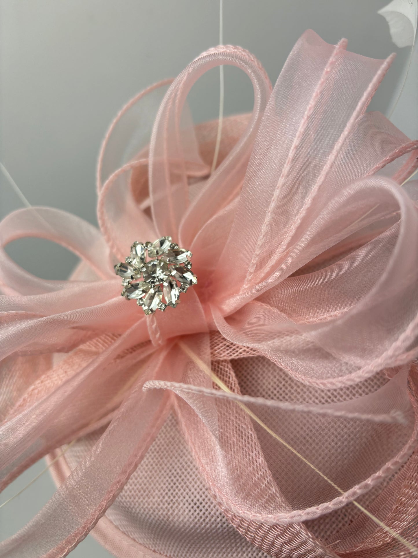 Bespoke Pale Pink Tulle Feather Fascinator