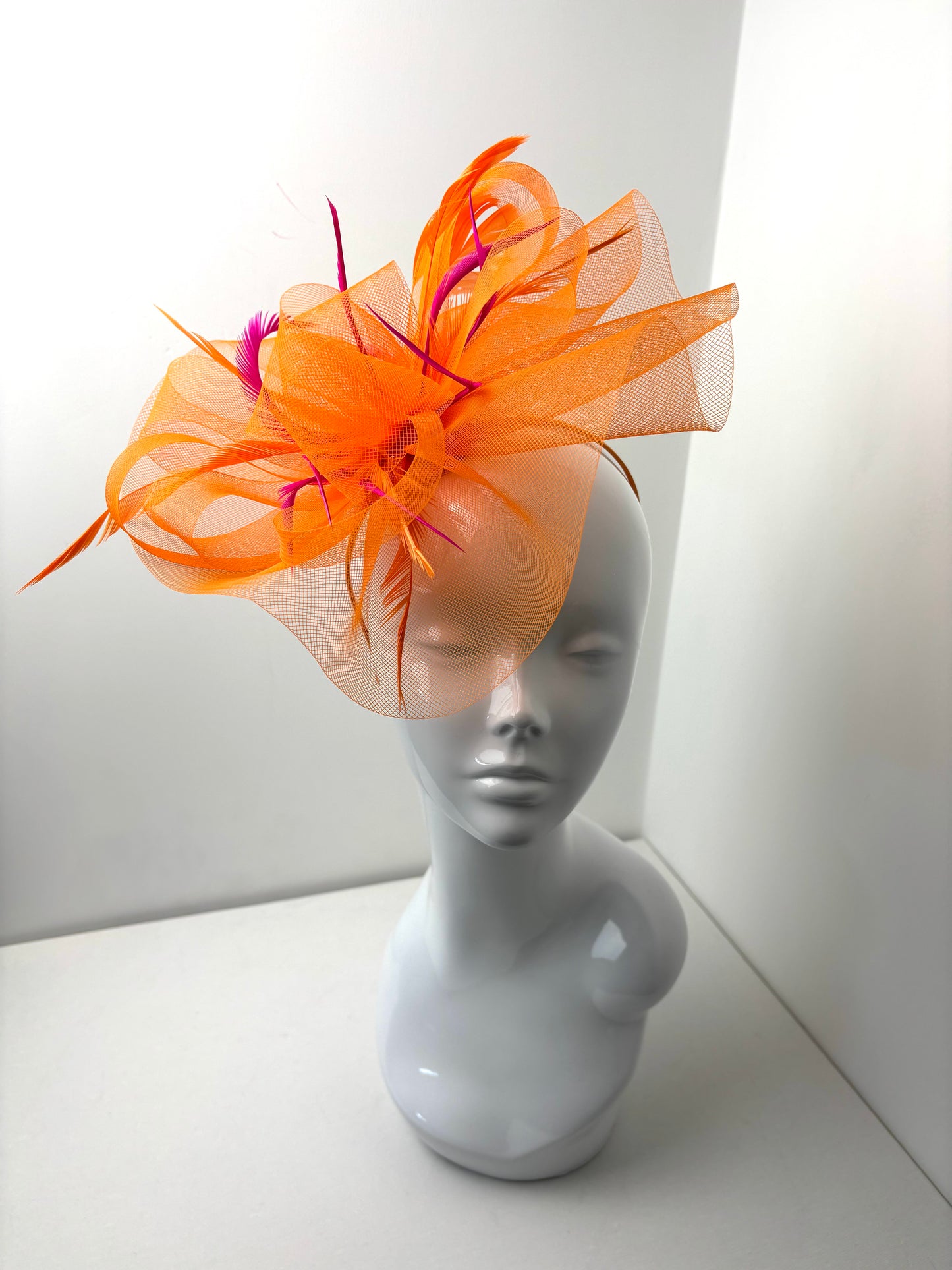 Bespoke Bright Orange and Pink Fascinator