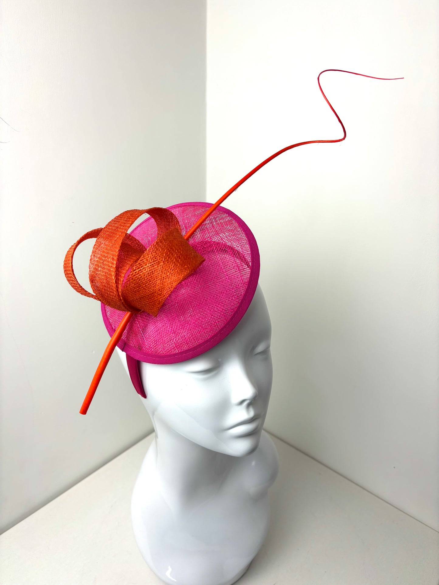 Bespoke Structural Pink & Orange Fascinator