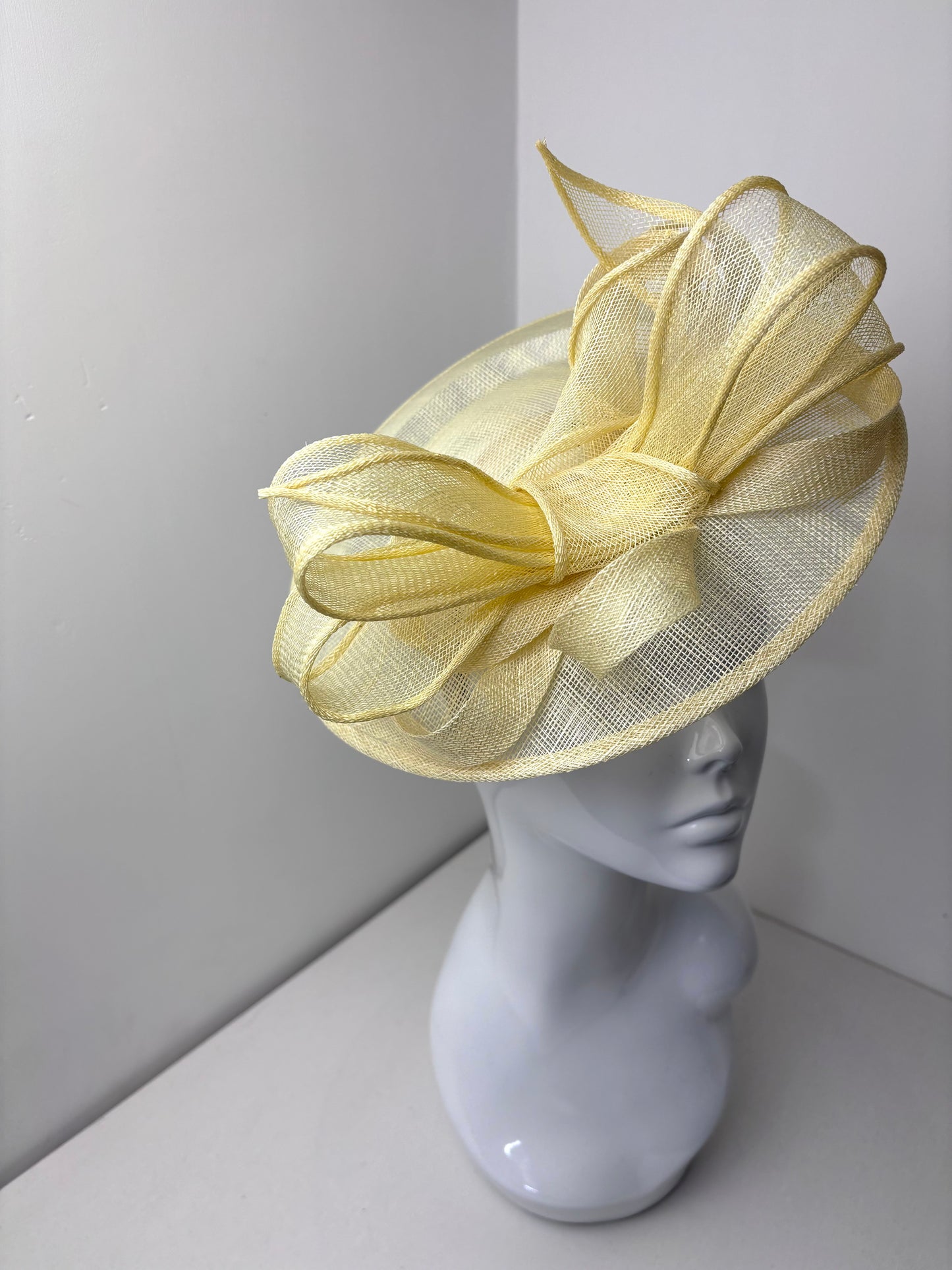 The Belsay Butter Yellow Sinamay Fascinator
