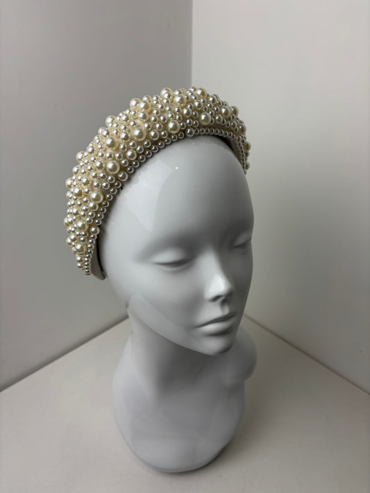 Bespoke Ivory Pearl Halo Headband Bridal Hair Accessories