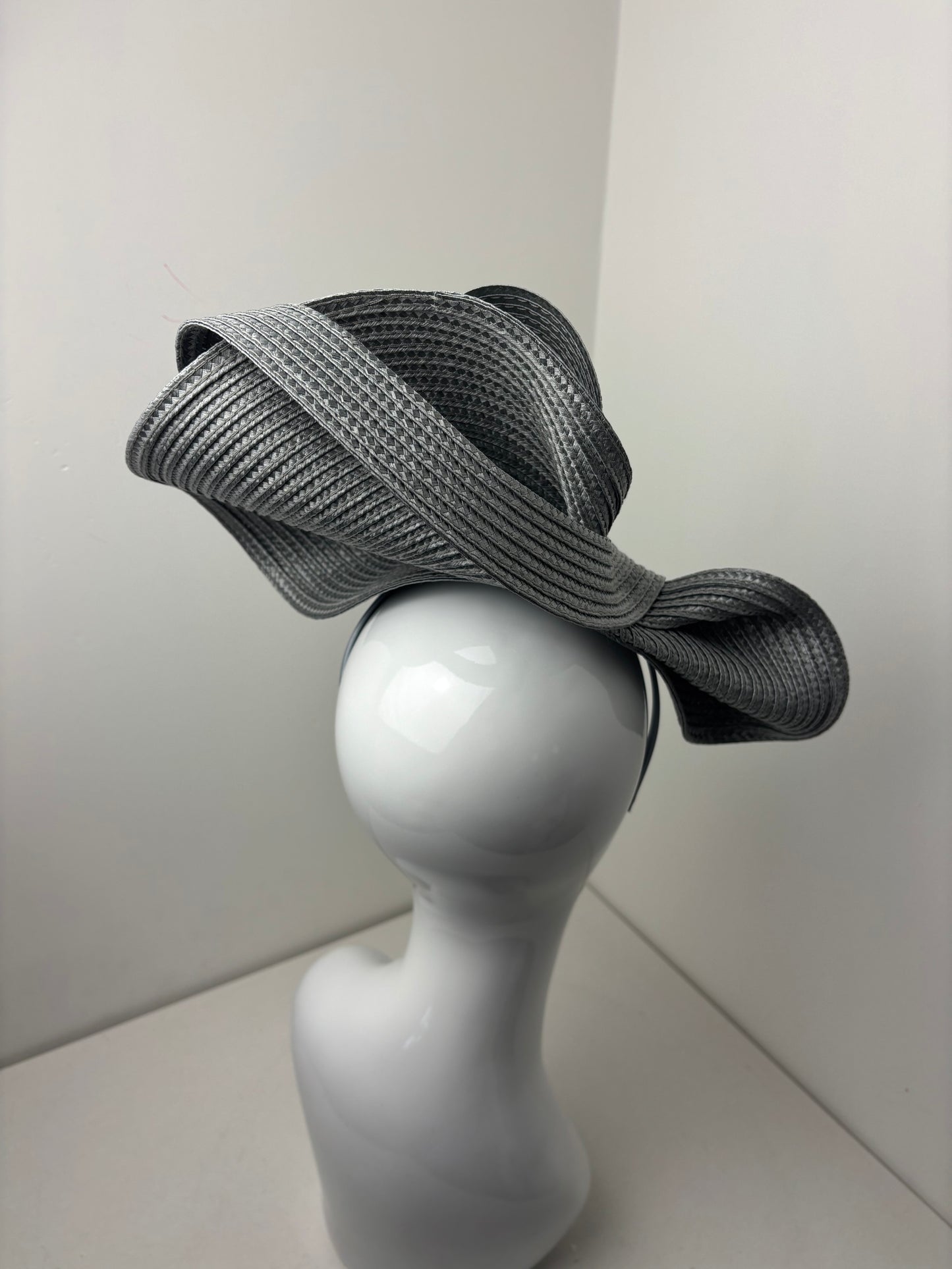 Bespoke One Off Pewter Woven Fascinator