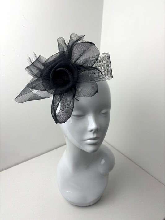 Black Floral Loop Fascinator