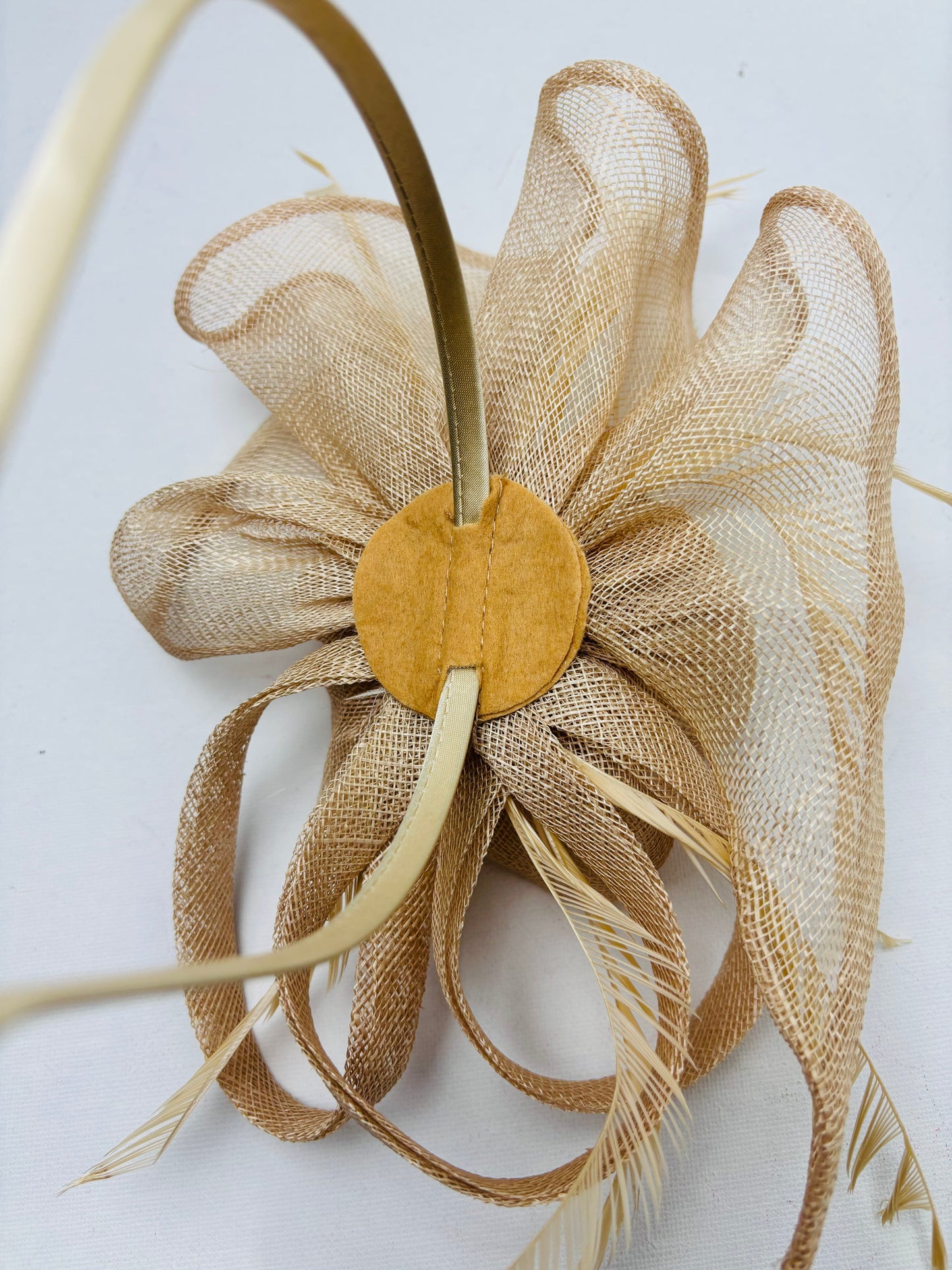 Opulence Golden Nude Sinamay Fascinator