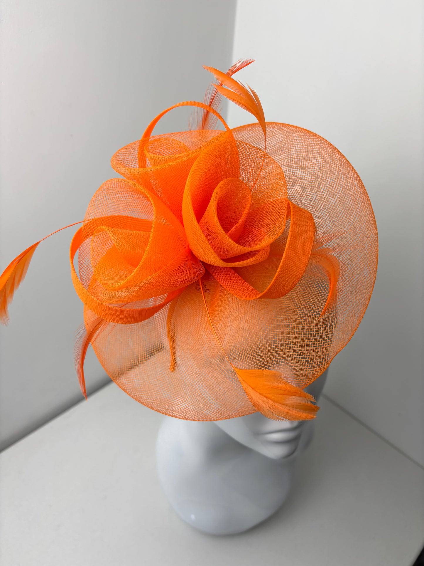 Bright Orange Floral Disc Fascinator