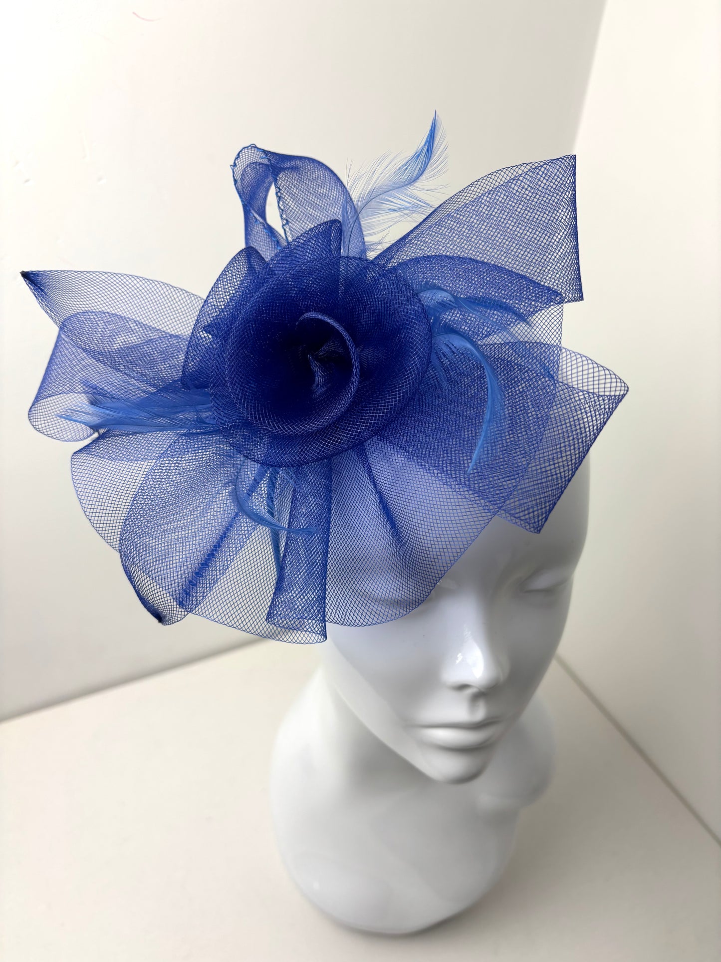 Royal Blue Floral Crin Fascinator