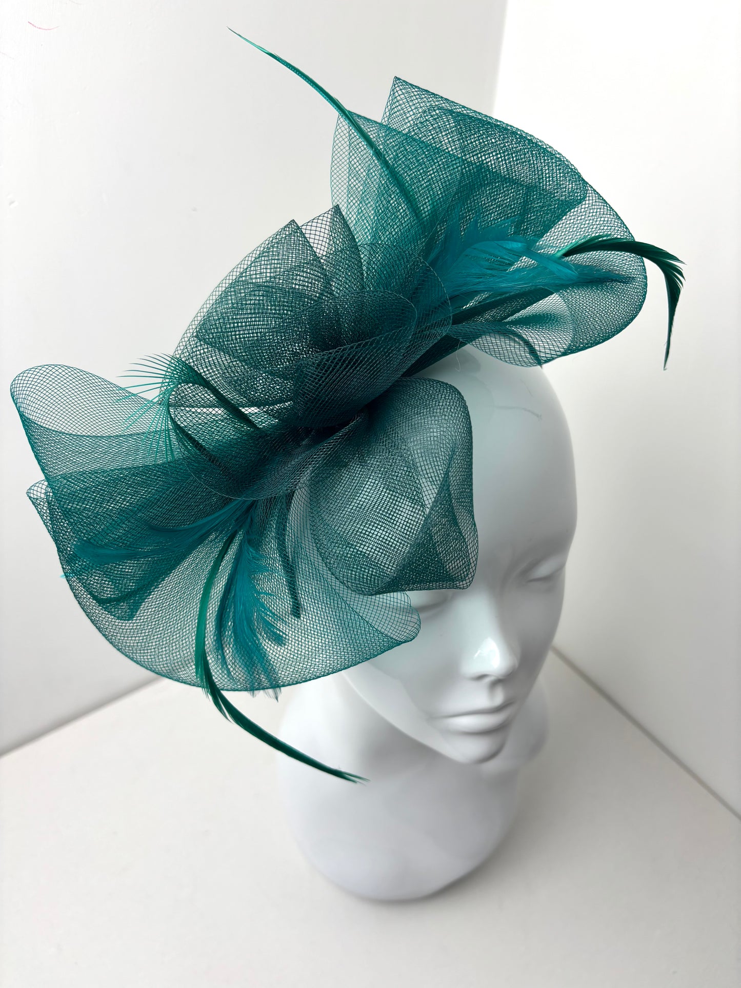 Celine Teal Bow Feather Fascinator