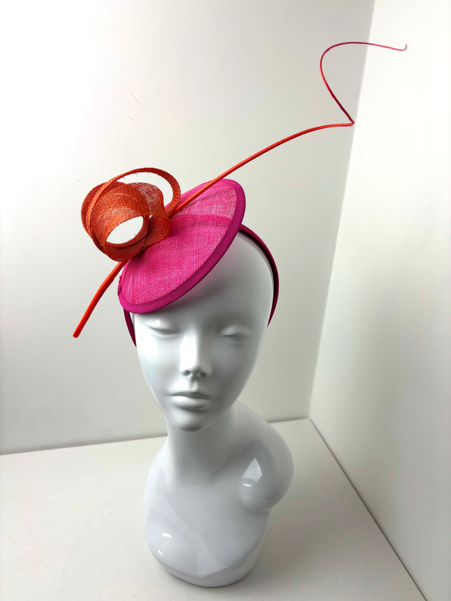 Bespoke Structural Pink & Orange Fascinator