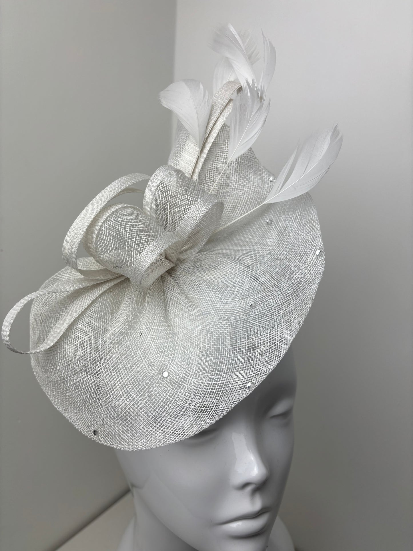 Luna White Diamante Disc Fascinator