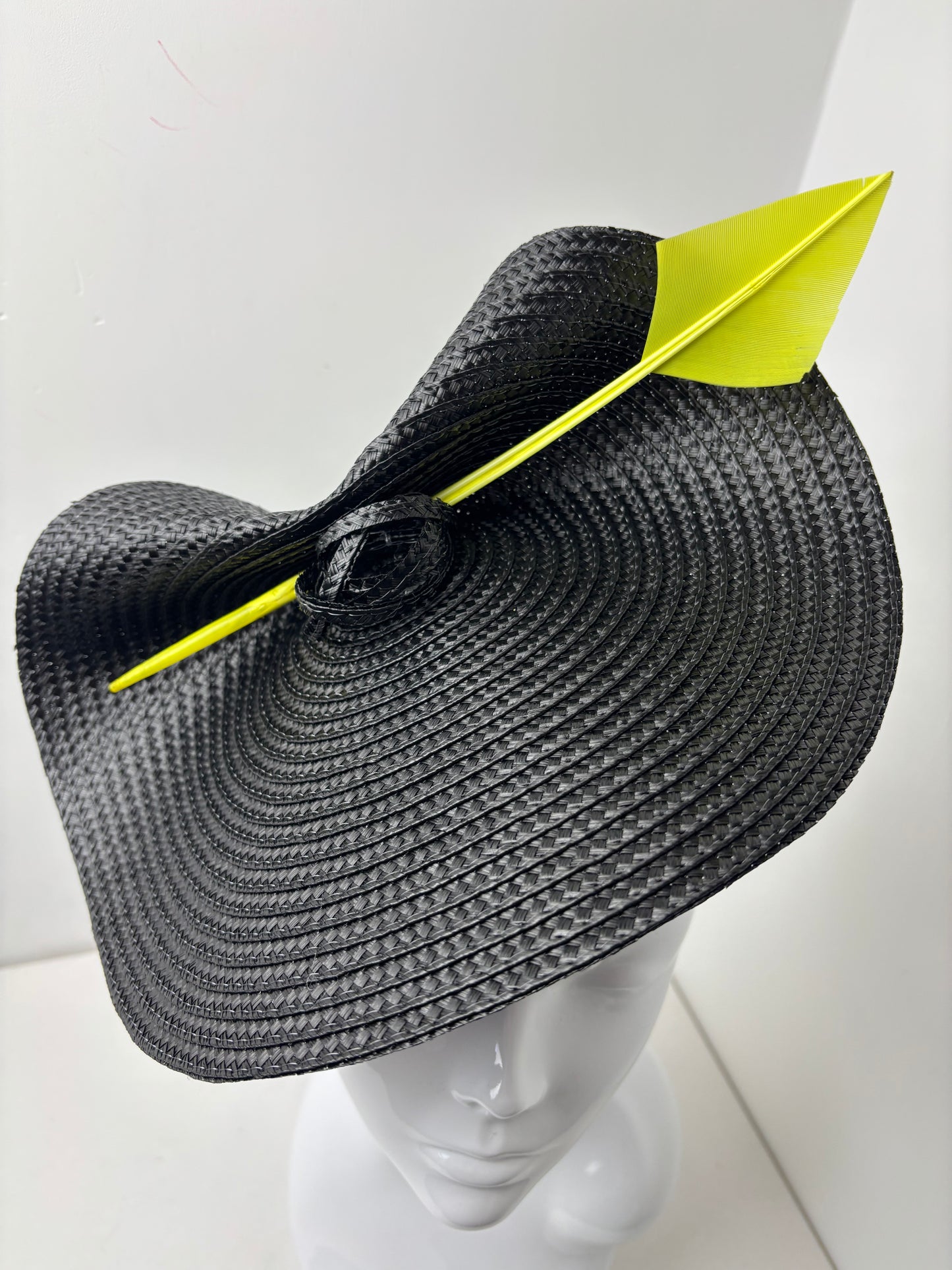 Bespoke Black & Neon Lemon  Fascinator