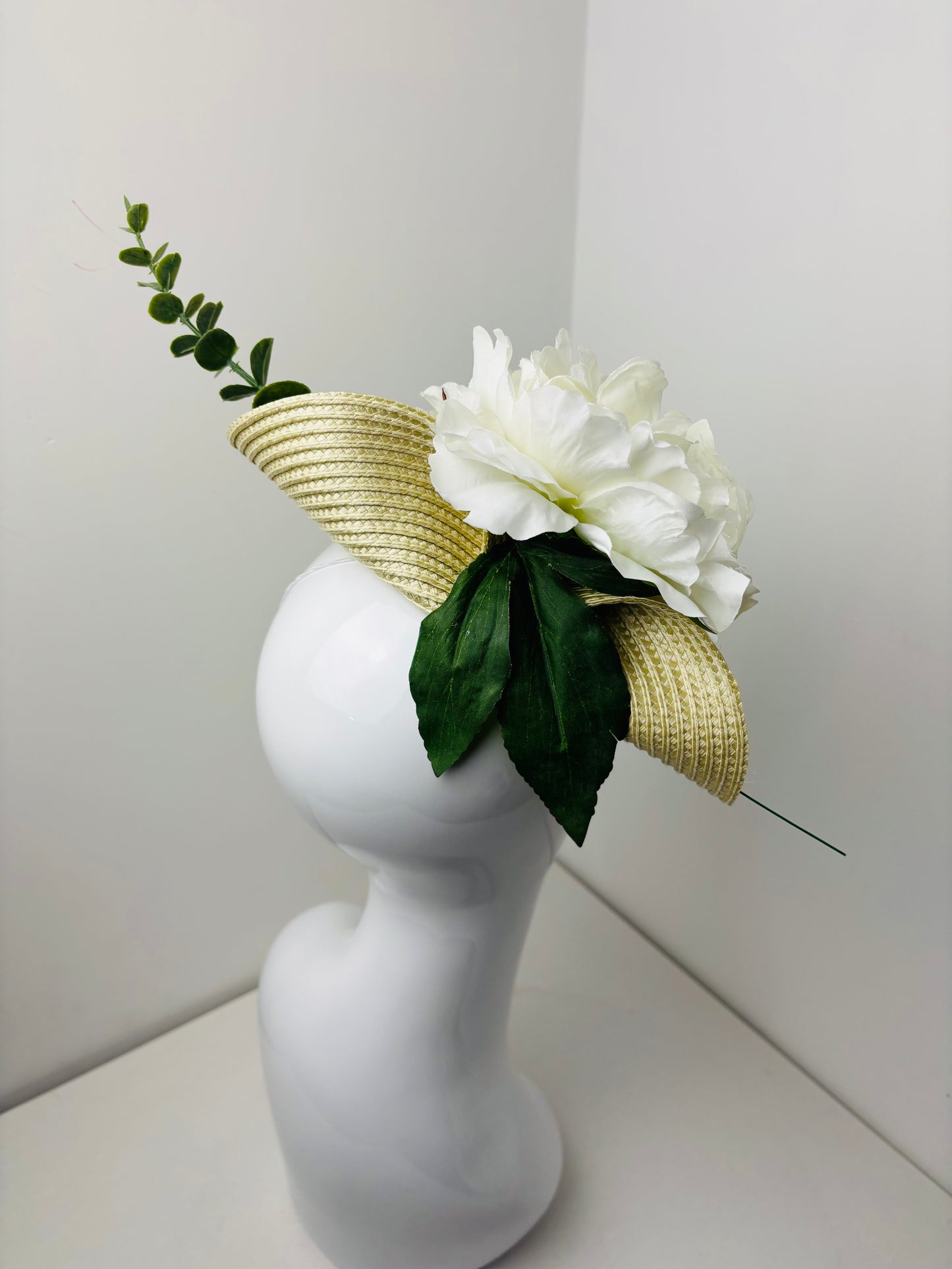 Bespoke Golden Straw Floral Fascinator