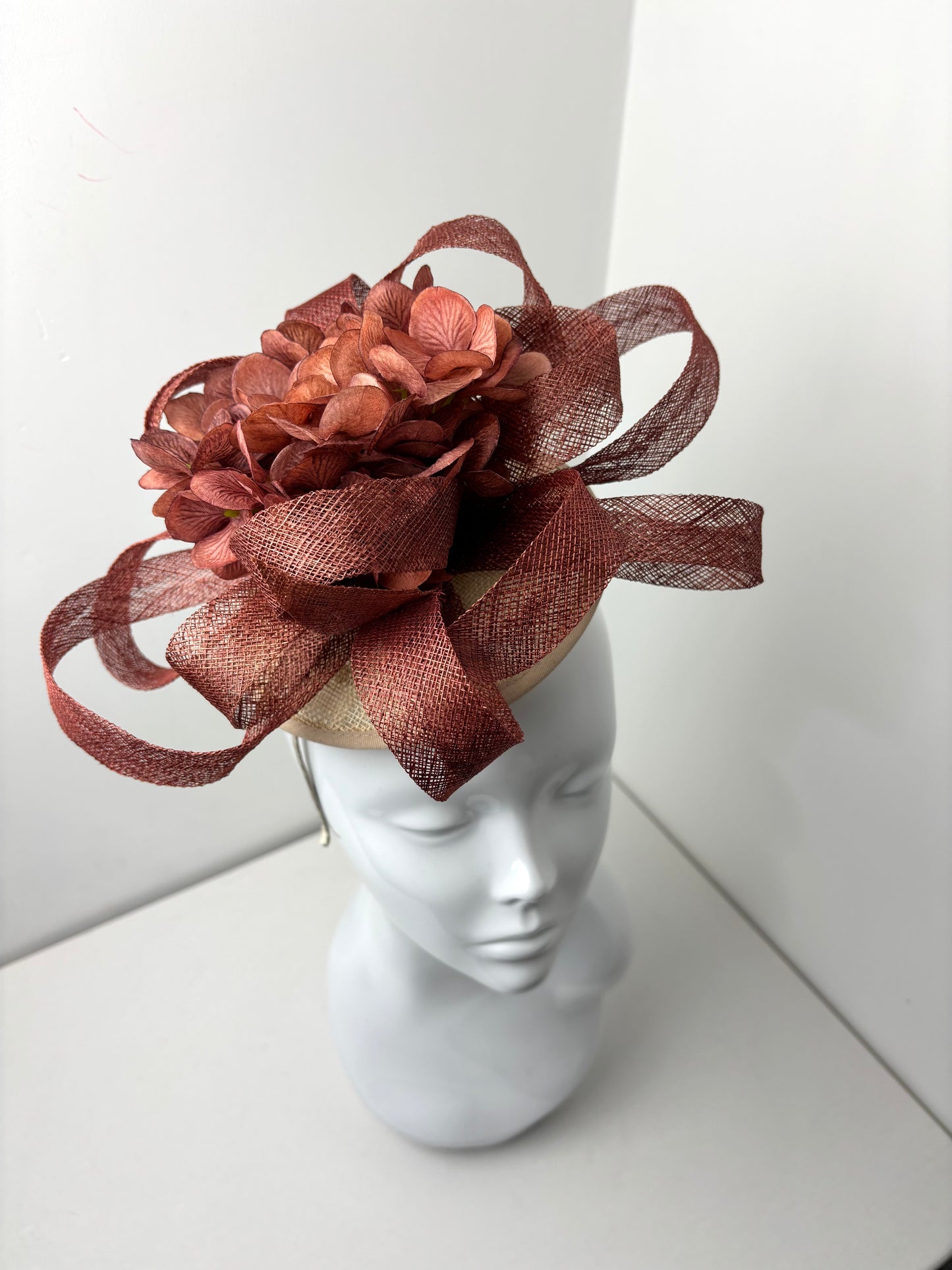 Bespoke Copper Toned Structural Floral Fascinator
