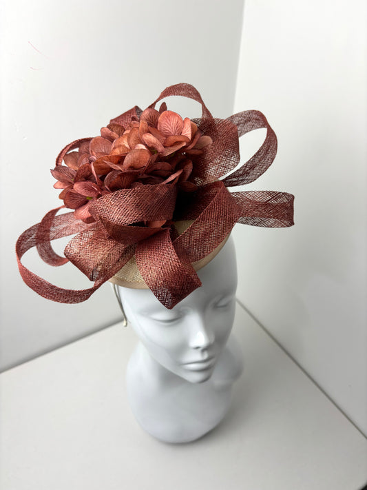 Bespoke Copper Toned Structural Floral Fascinator