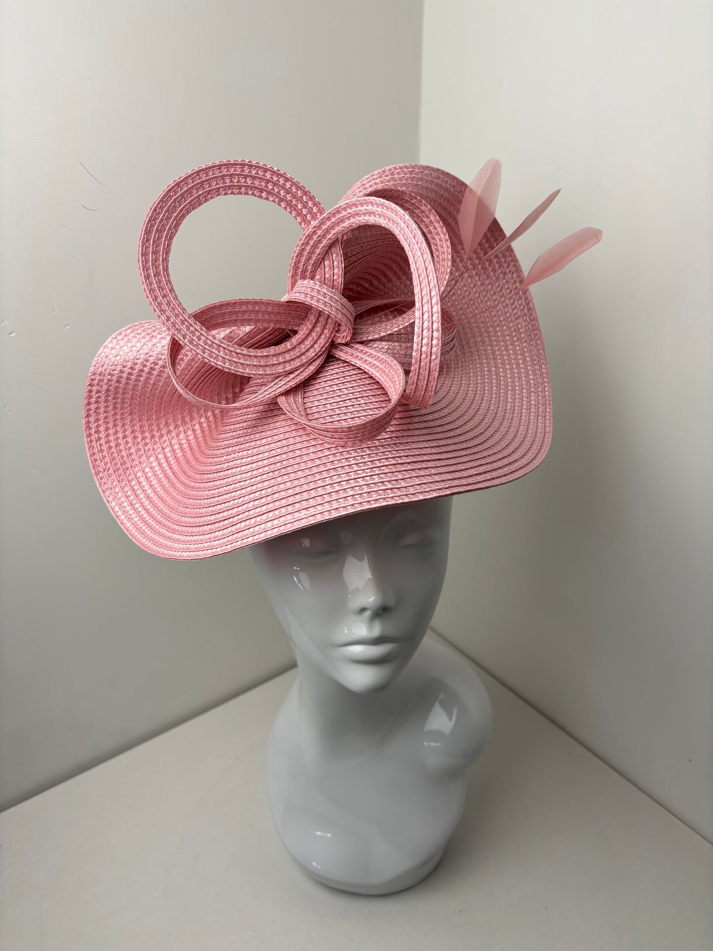 Bespoke Pink Braided Feather Hatinator