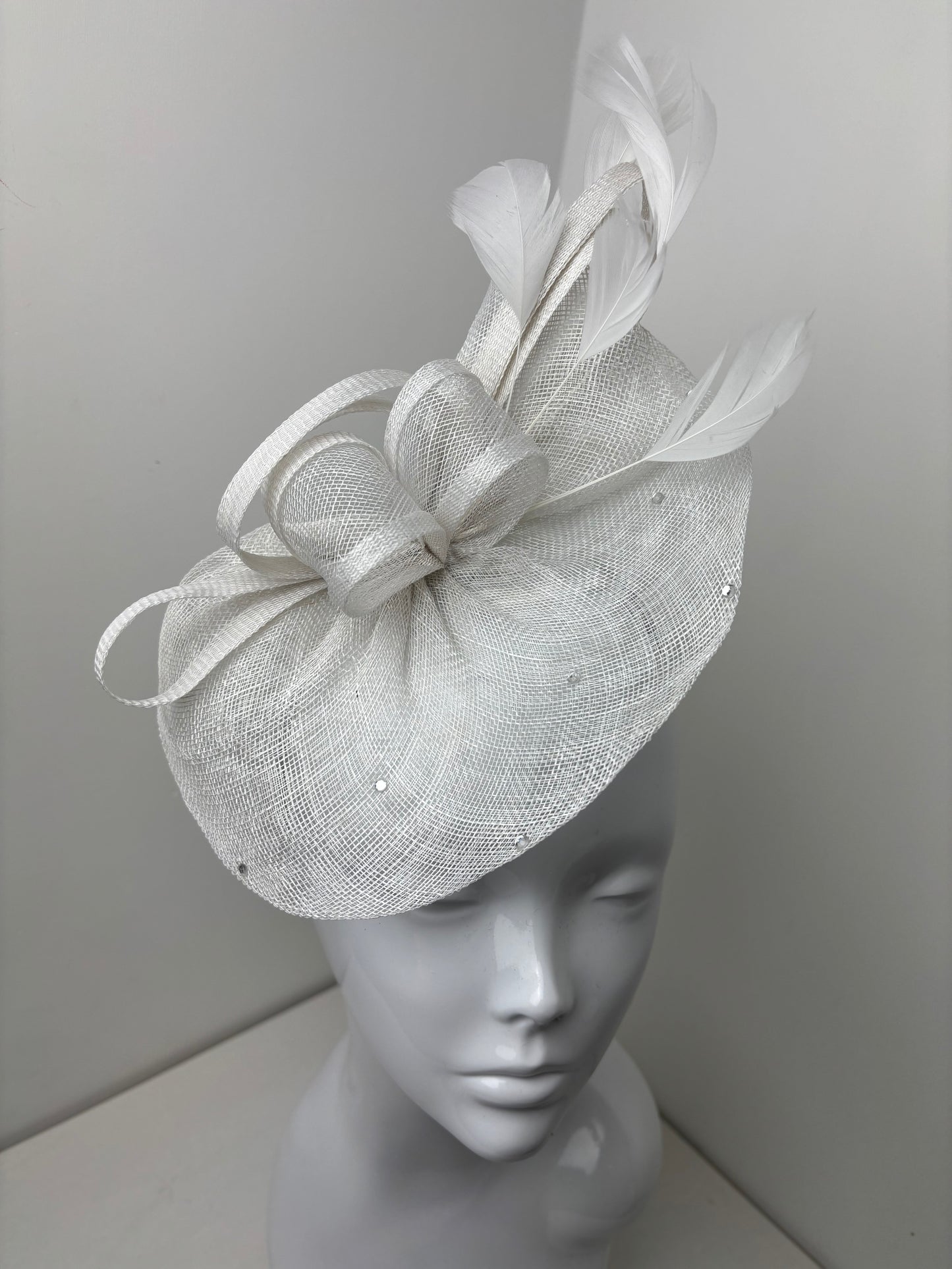 Luna White Diamante Disc Fascinator