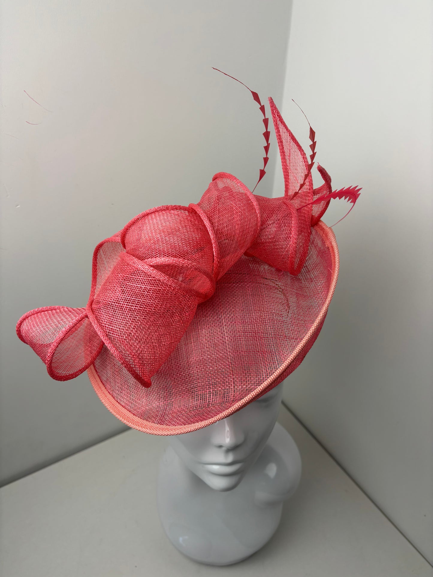 Bespoke Coral Sinamay Loop Fascinator