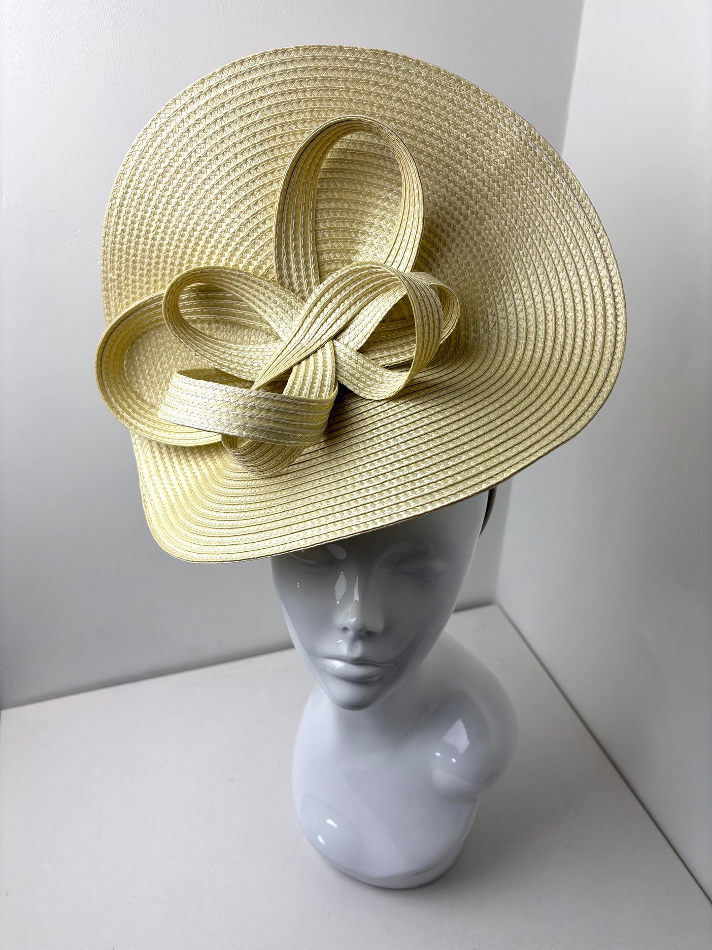 Bespoke Pale Gold Woven Orbital Statement Fascinator