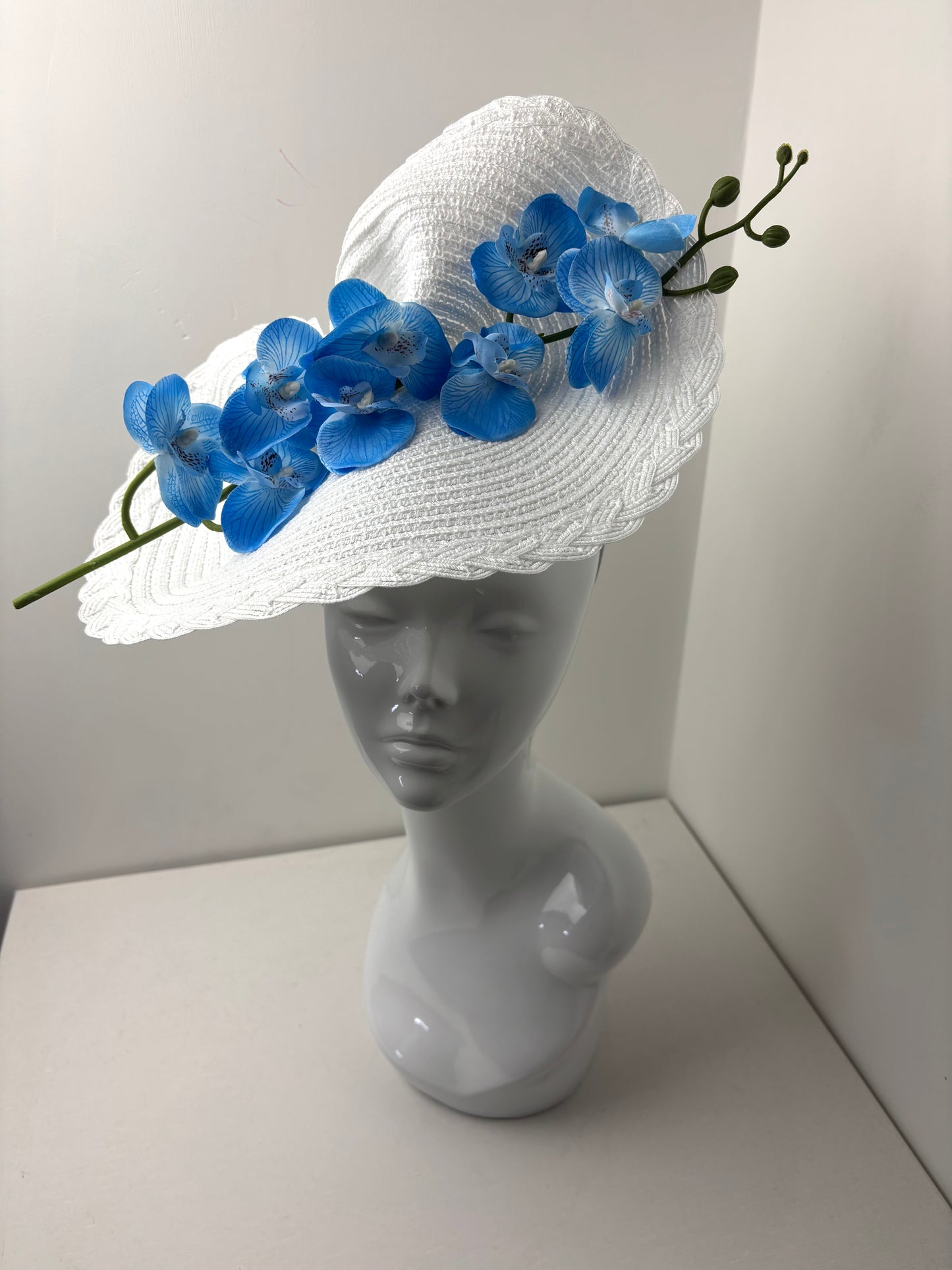 Bespoke Blue and White Orchid Fascinator