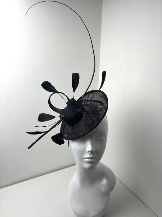 Bespoke Midnight Quill Black Statement Fascinator