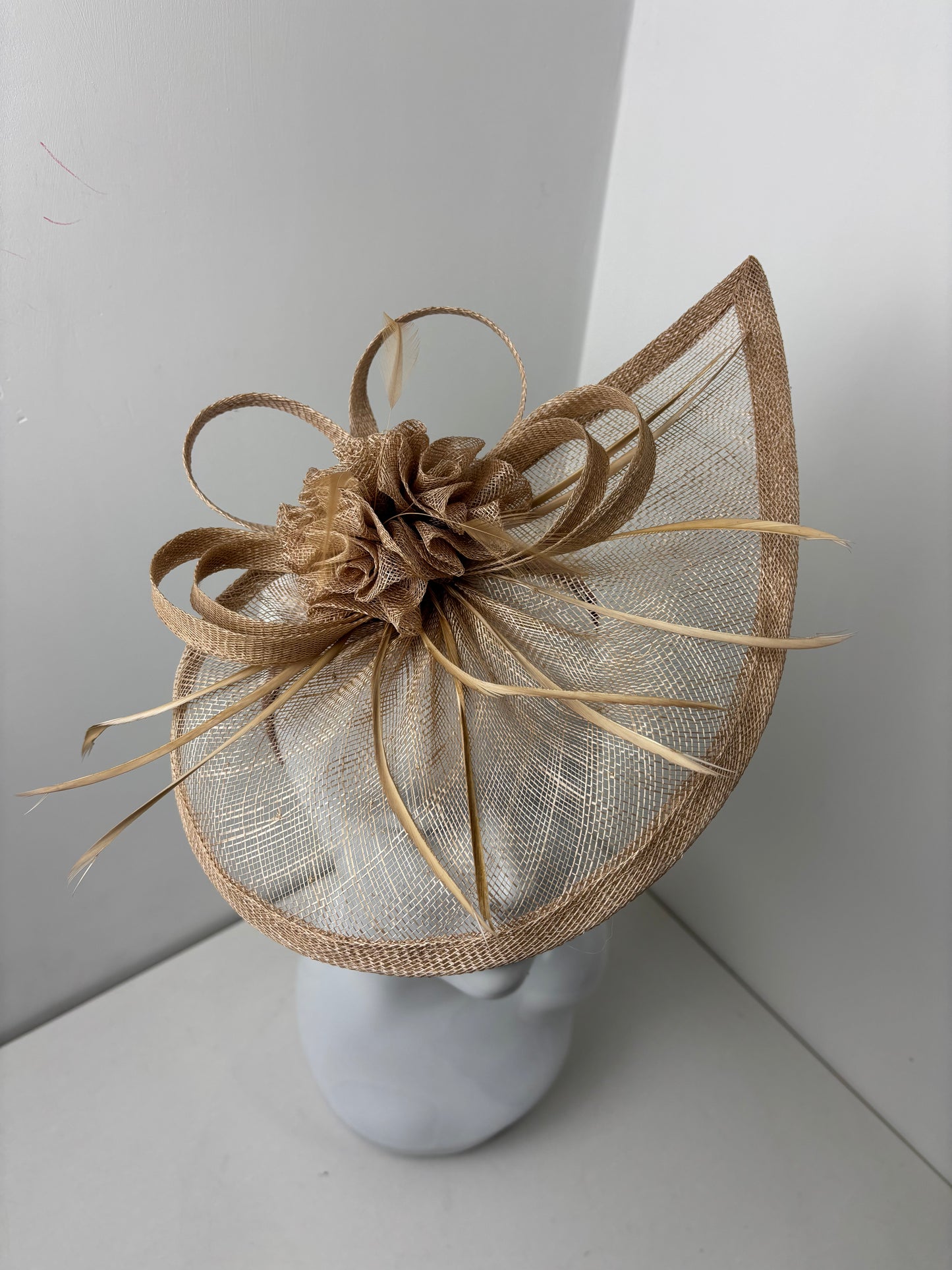 Light Mocha Sinamay Teardrop Fascinator