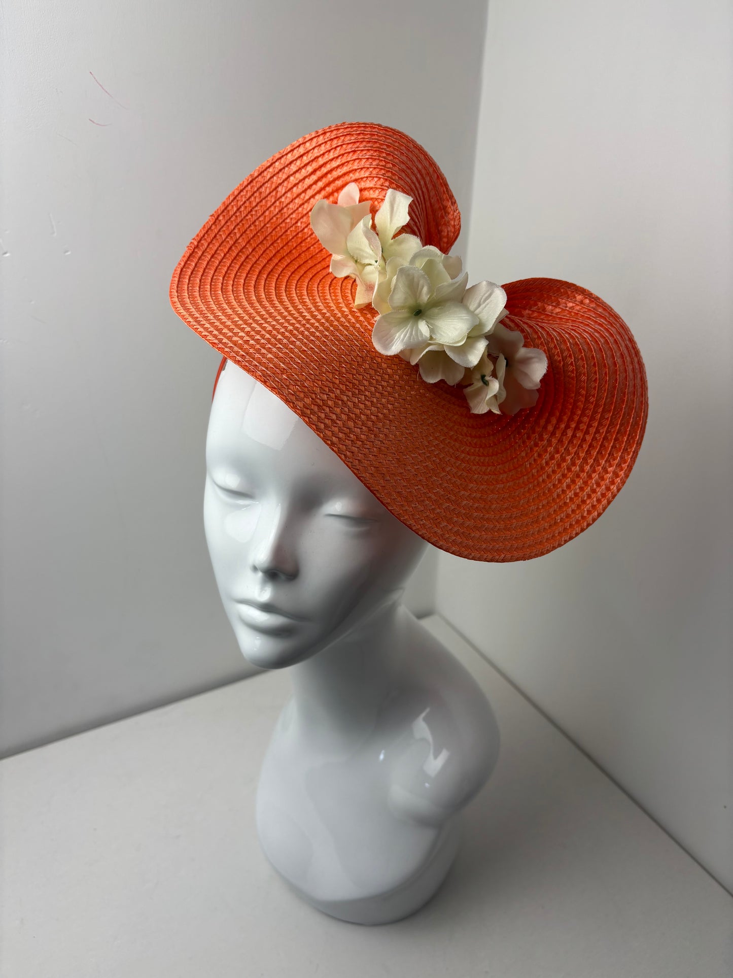 Bespoke Orange and Cream Woven Fascinator
