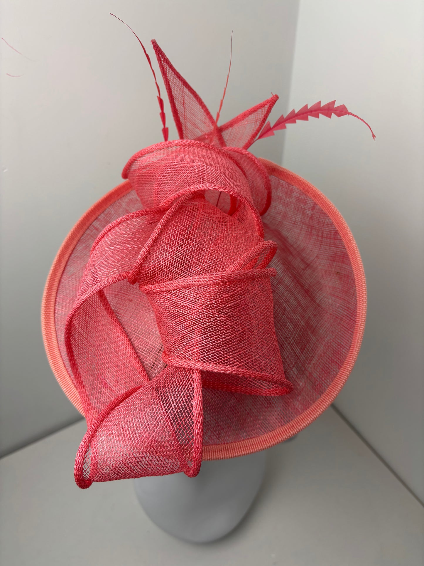 Bespoke Coral Sinamay Loop Fascinator