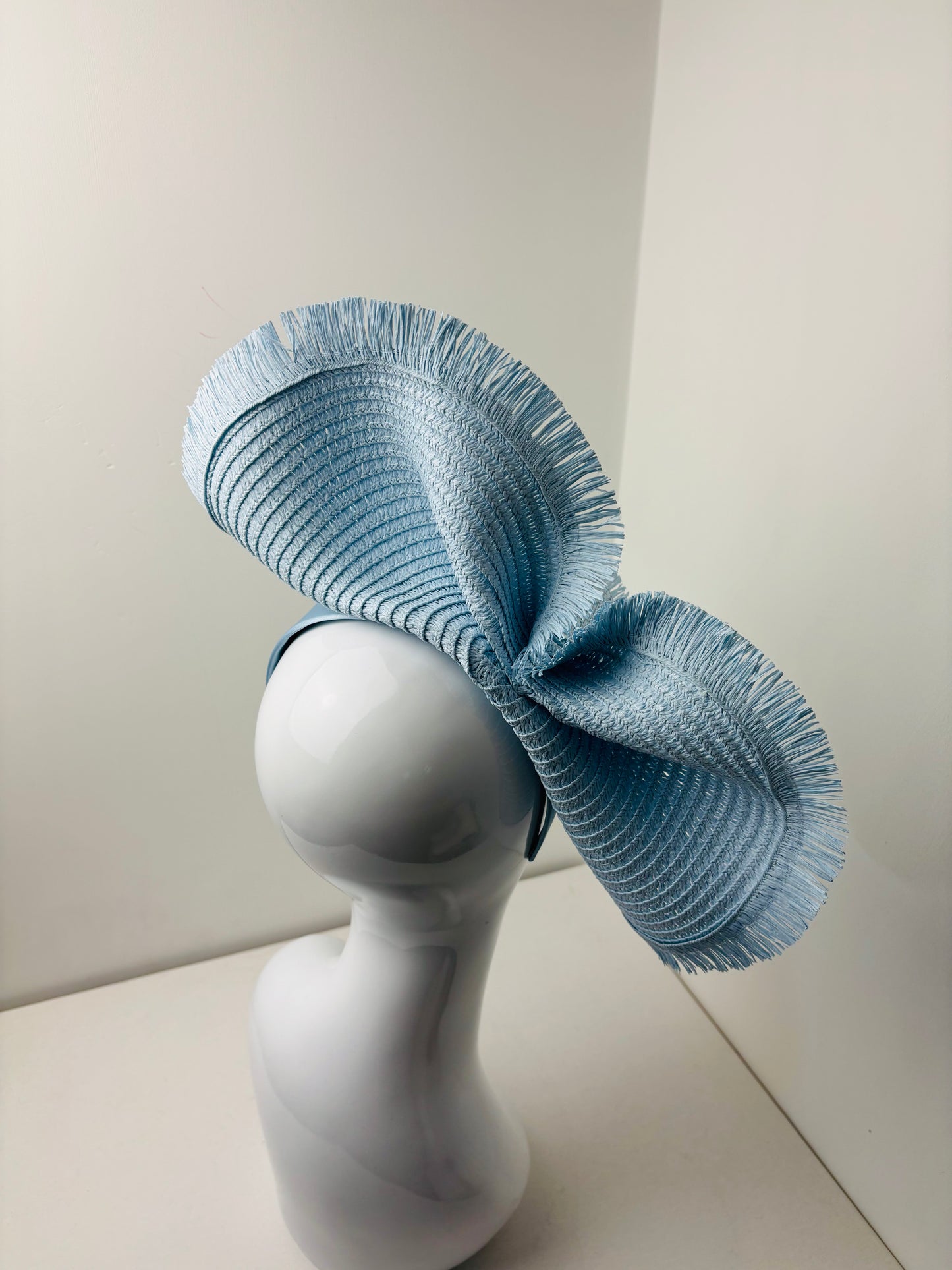 Bespoke Celeste Baby Blue Raffia Statement Headpiece