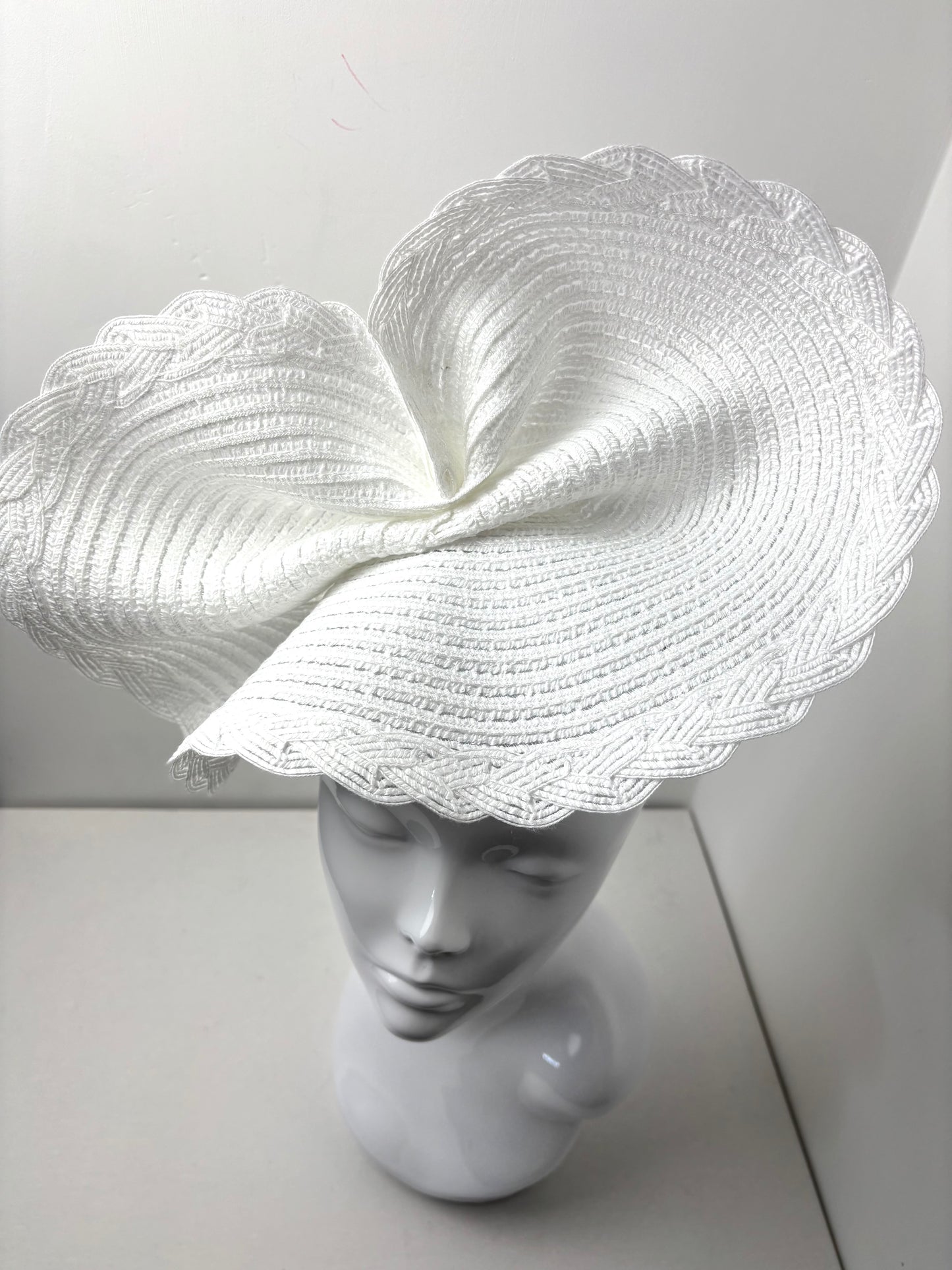 Bespoke White Sculpted Wave Fascinator