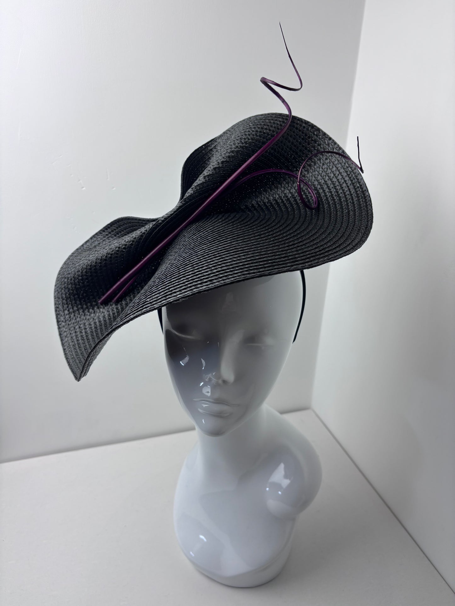 Bespoke Black & Plum Sculptural Fascinator