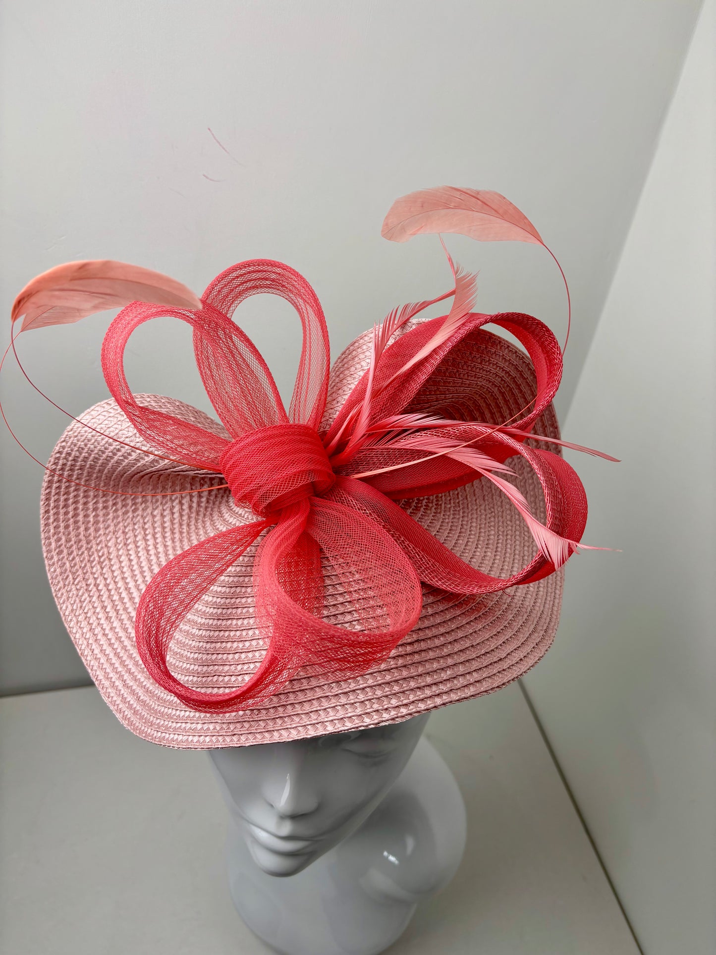 Bespoke Coral & Pink Polybraid Fascinator
