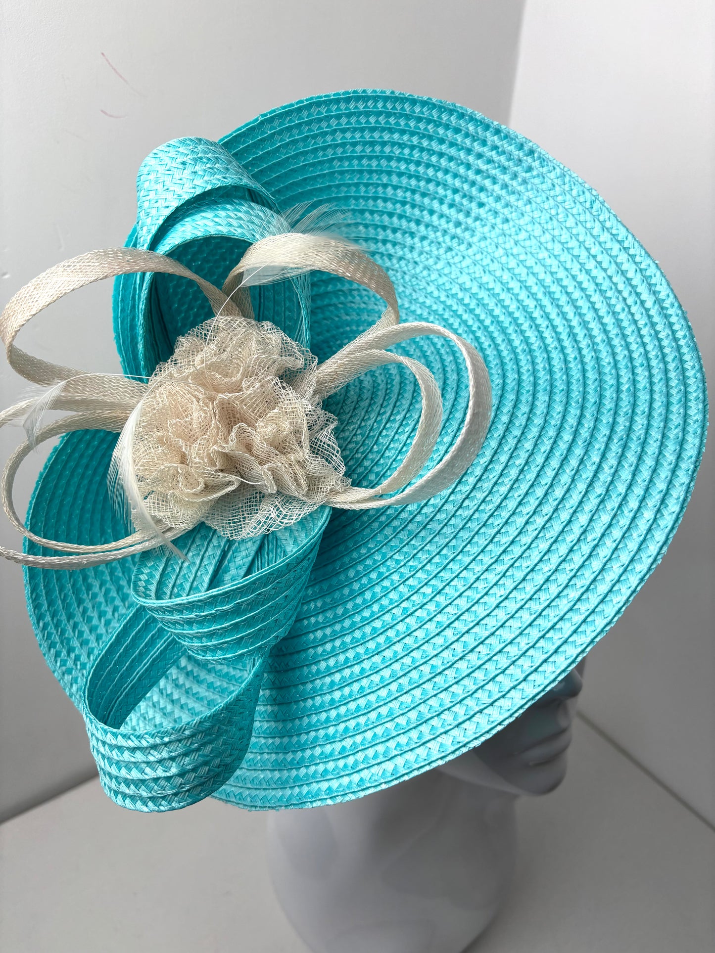 Bespoke Light Turquoise & White Fascinator Race Day Headpieces