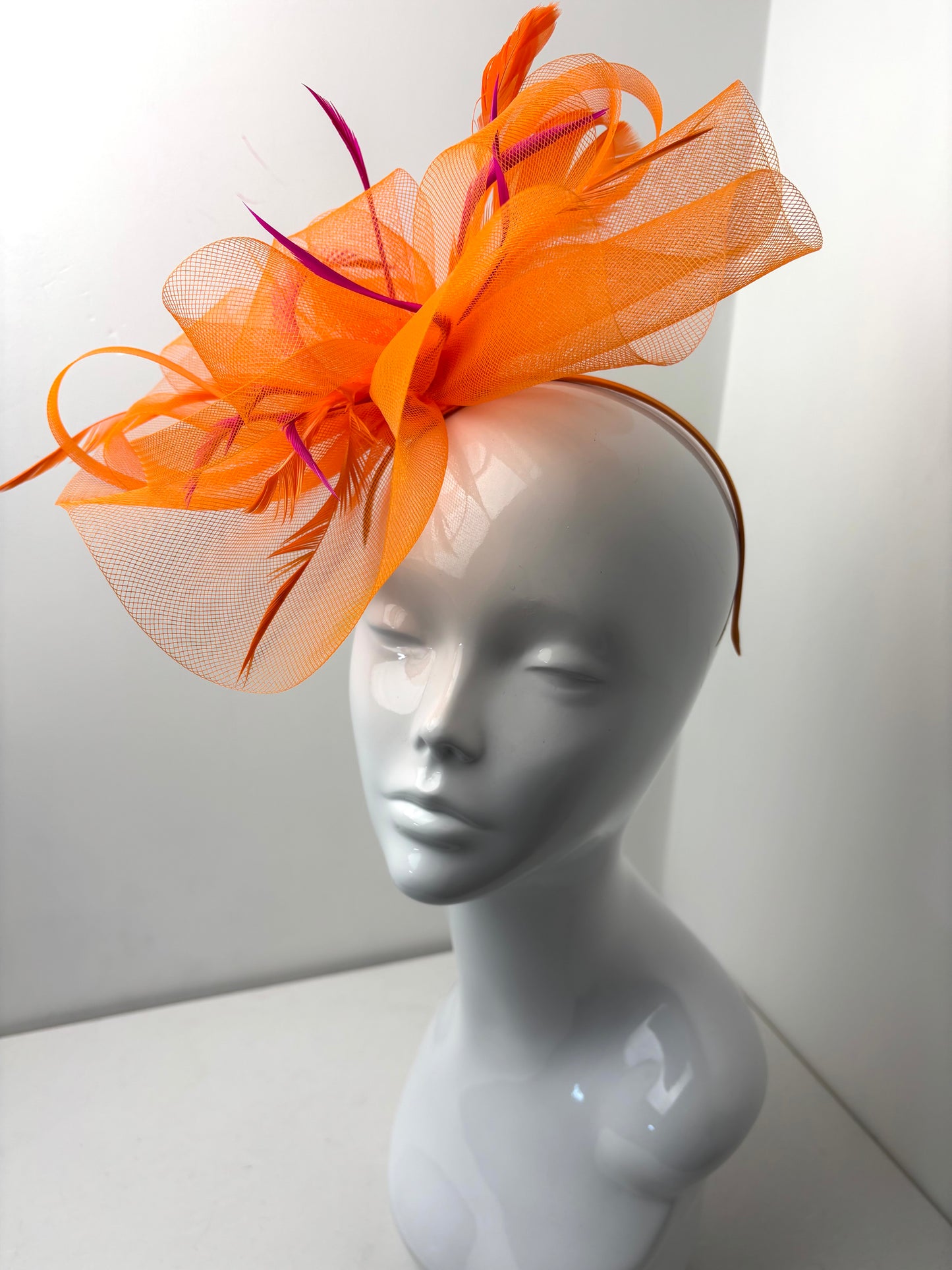Bespoke Bright Orange and Pink Fascinator