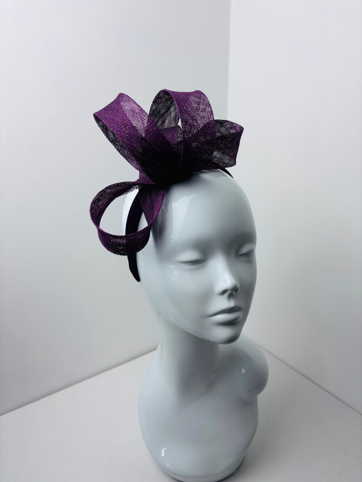 The Embleton Bespoke Plum Sinamay Fascinator