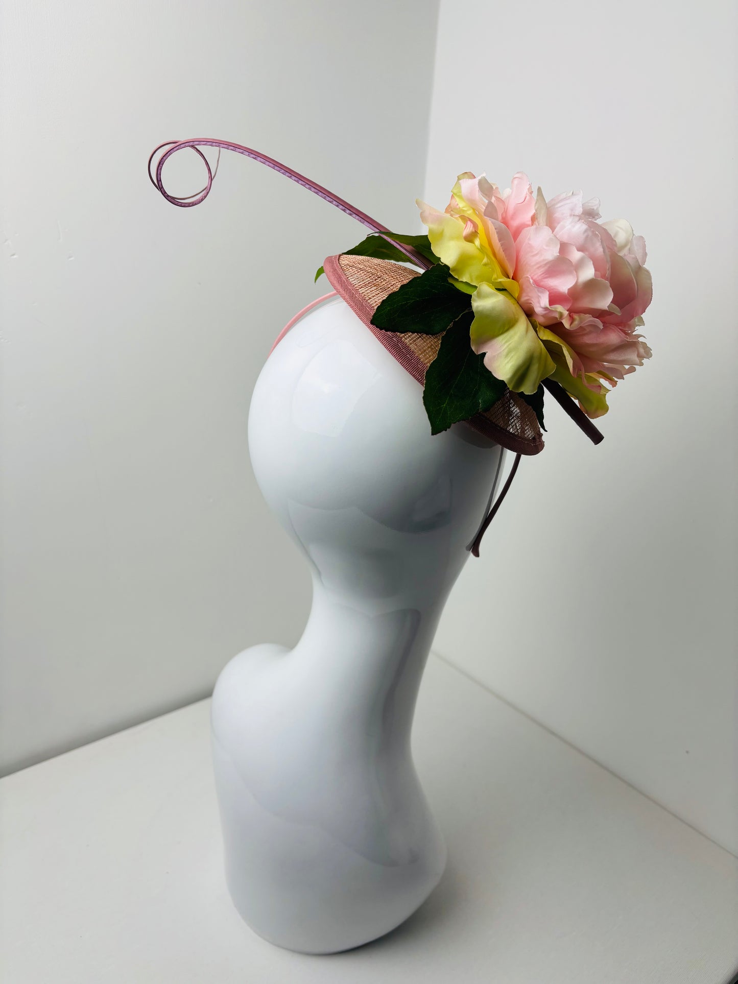 Blush Peony Statement Fascinator – One of a Kind Handmade Headpiece