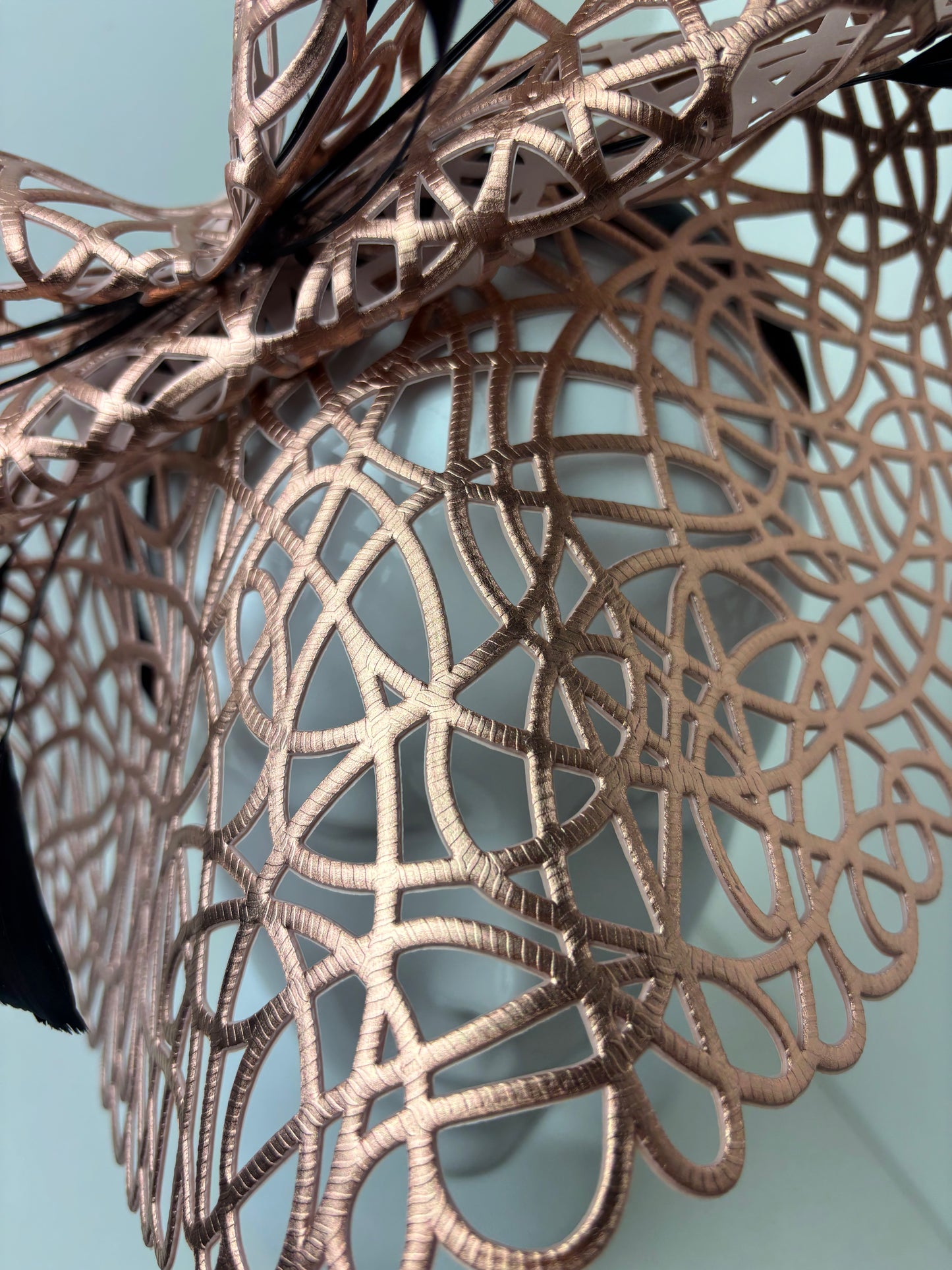 Bespoke Rose Gold Filigree Feather Fascinator | Handmade in Northumberland